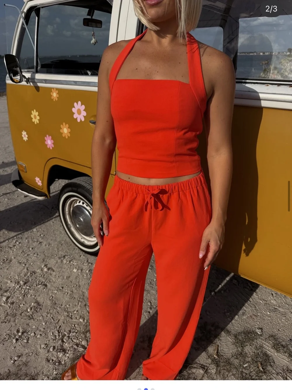 Matching Top & Pants Set in Bright Red